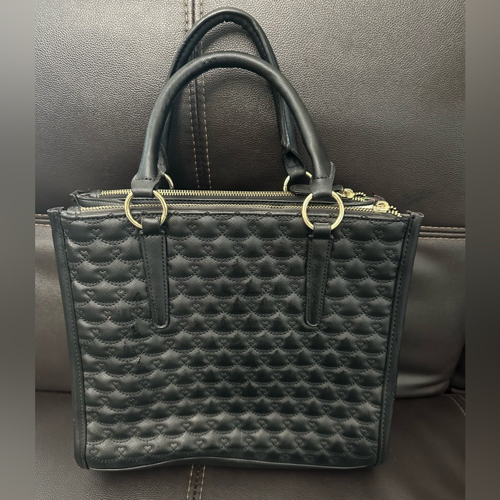 Betsey Johnson handbag black and interior with roses